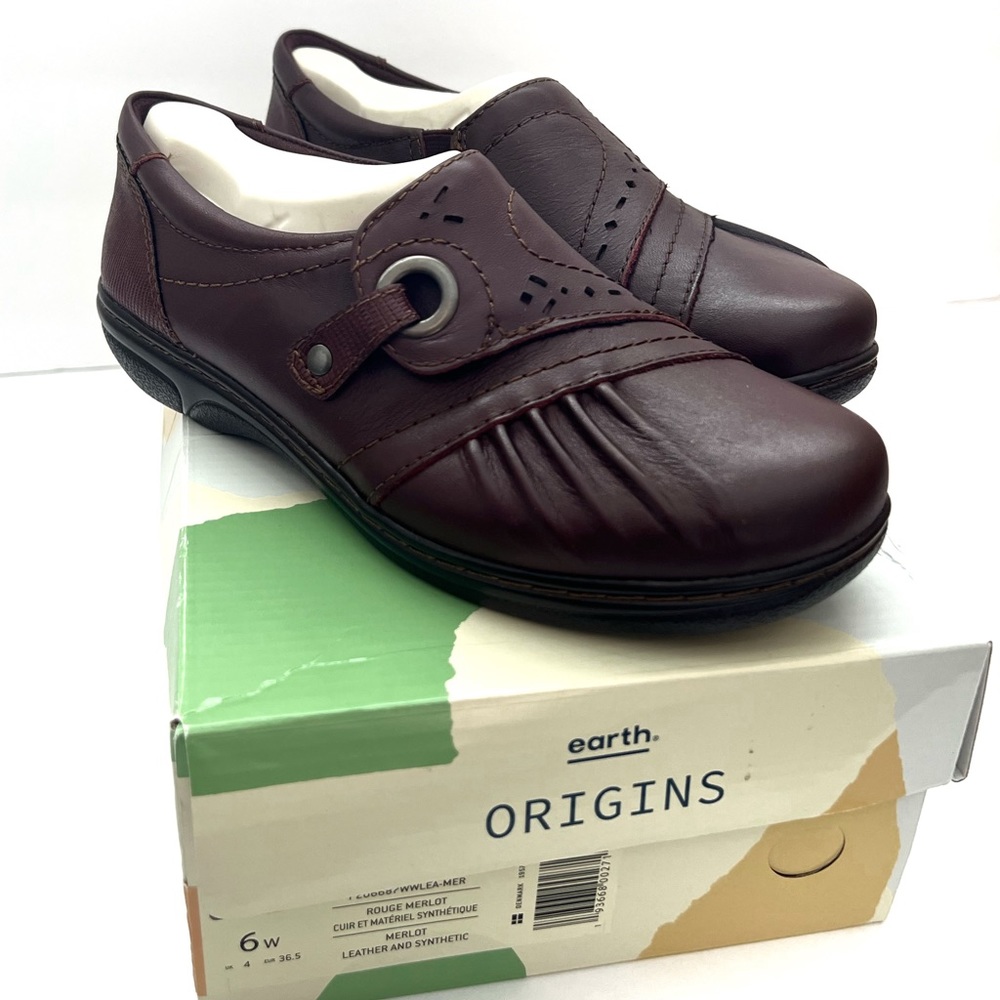 Earth Origins Glendale Gabrielle Merlot Leather New Flats Women’s Size 6 W